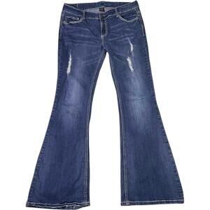 Ariya Jeans Flared Low Rise Distressed Juniors Women's Size 13/14 Y2K Streetwear